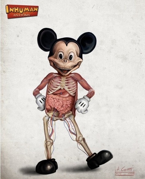 衝撃 ミッキーやミニーの中身はこんなふうになっている ディズニーキャラたちの超シュールな解剖図 Pouch ポーチ