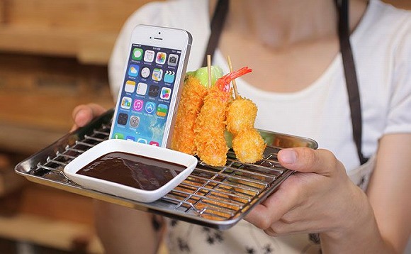 食品サンプル 寿司 スマホスタンド トロ、エビ いくらこぼし 日本職人
