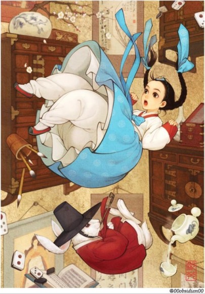 「美女と野獣」「不思議の国のアリス」「白雪姫」…西洋のおとぎ話を韓国に置き換えて描いたイラストレーションがTwitterで話題！
