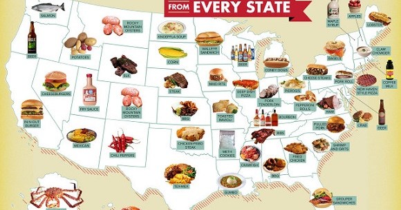 意外と知らない アメリカ料理 がいろいろ 州別の代表的な食べ物を示したマップ Pouch ポーチ