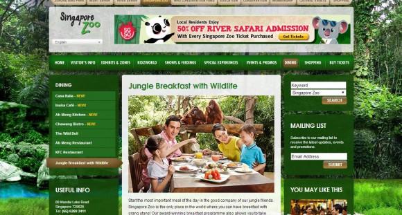 目の前にオランウータンが来てくれるかも!? シンガポール動物公園では動物たちと一緒に朝食を食べることができるんだって！