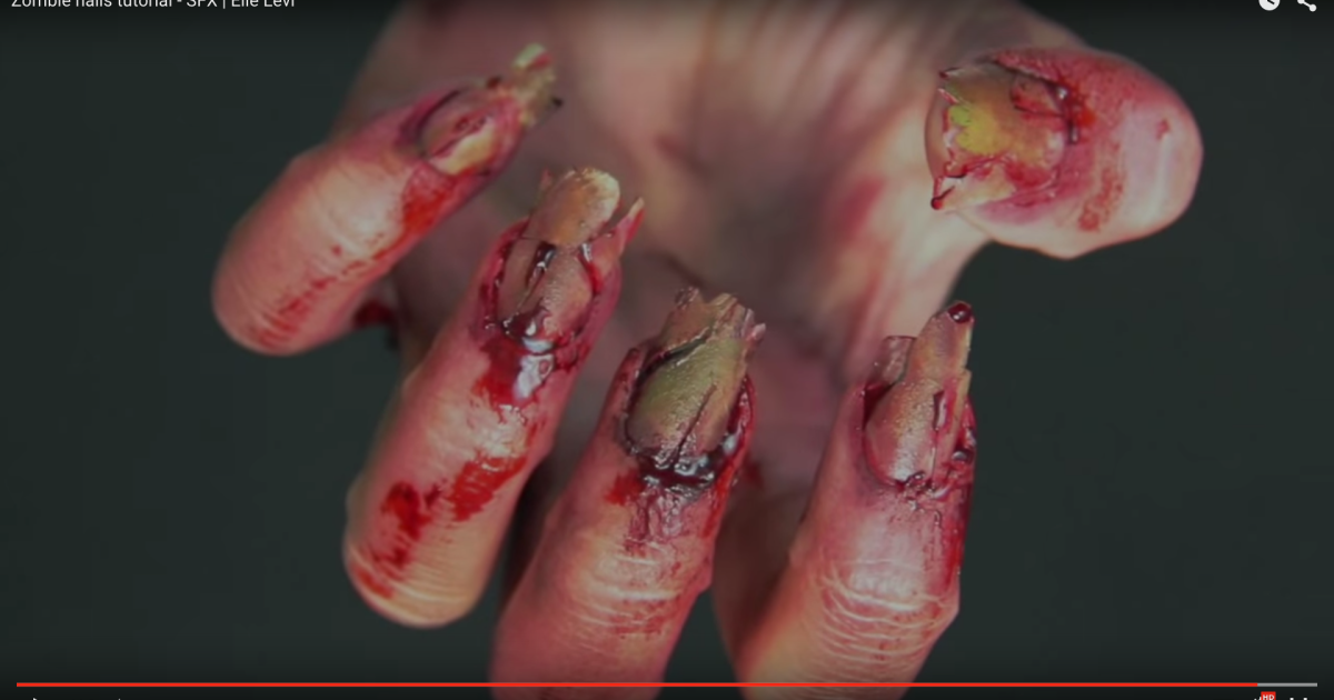 ハロウィン ネイル たまには思いっきりホラーに 普段使いのコスメでつくる 本格的ゾンビネイル でみんなをビビらせちゃうぞ Pouch ポーチ