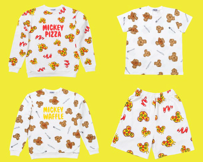 東京ディズニーランド限定 Punyus コラボのファッショングッズが登場 ミッキーモチーフの ワッフル ピザ デザインが可愛い Pouch ポーチ