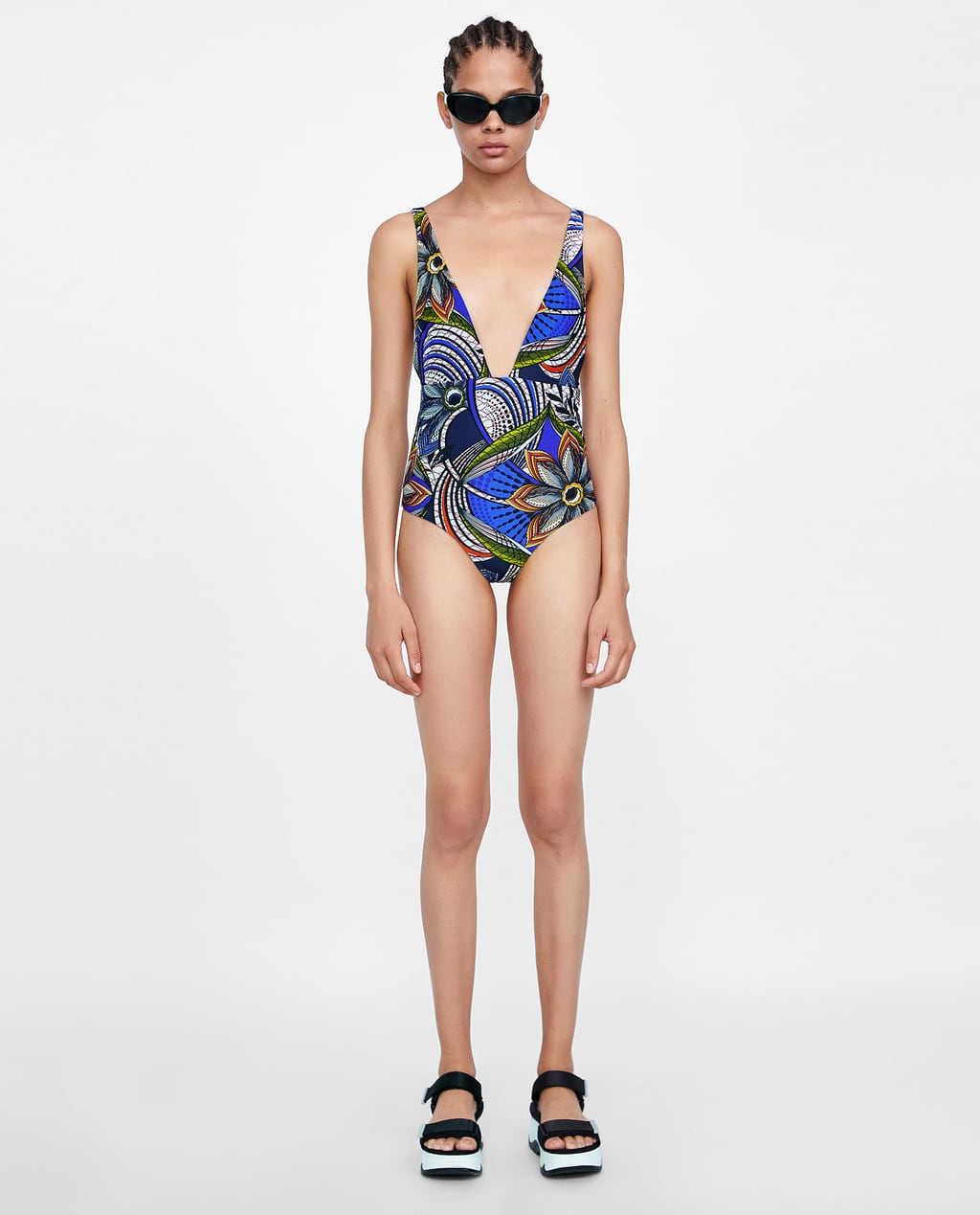 ZARA タイダイ柄ワンピース水着 S キュンとする存在感！ ZARAの水着はレトロだけど派手かわい