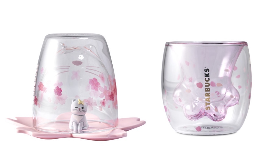 海外　スターバックス　桜　春　猫の手　グラス　コップ　シリコン　カップカバー