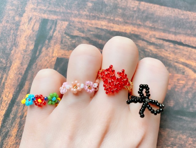 ビーズアクセサリー ブレスレットリング3セット - ブレスレット